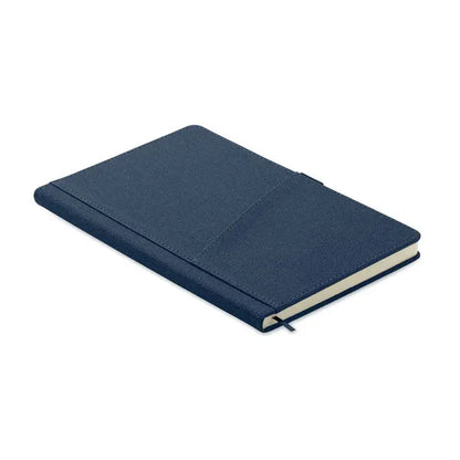 Notebook a5 din piele sintetica bleumarin cu buzunar frontal si pagini crem texturate