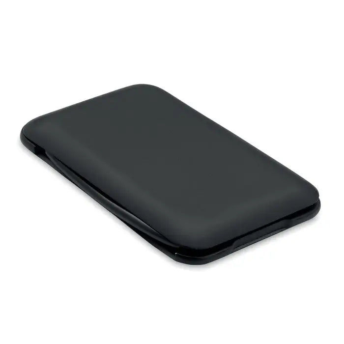 Portofel negru dreptunghiular cablu 3 in 1 cu finisaj mat si suport pentru telefon