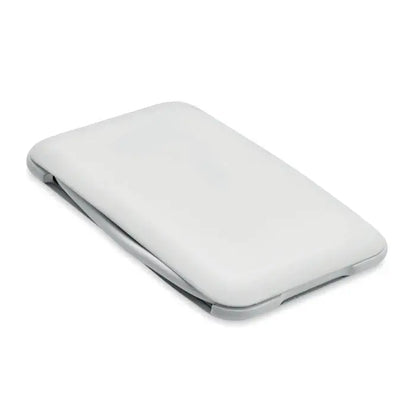 Husa de telefon din piele alba cu garnitura gri pentru cablu 3 in 1 cu suport pentru telefon vedere din spate