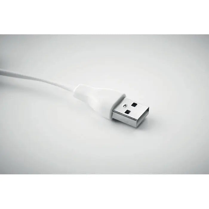 Cablu bamboo 3-in-1 alb usb-a cu conector metalic rezistent si design durabil