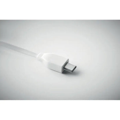 Cablu bamboo 3-in-1 alb usb-c cu design minimalist si conector metalic elegant
