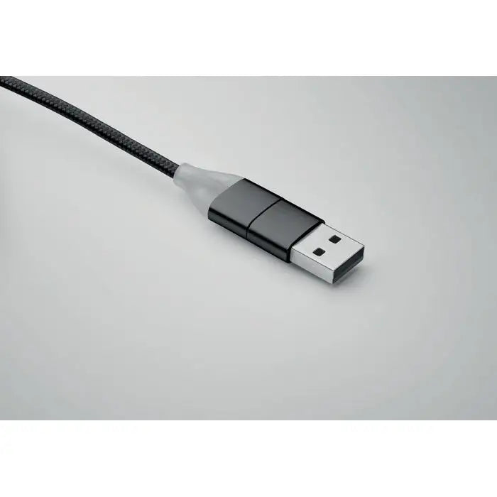 Cablu de incarcare 4 in 1 tip c negru cu cablu impletit si conector mat cu finisaj elegant
