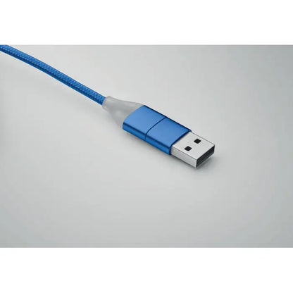 Cablu de incarcare 4 in 1 tip c cu conector metalic albastru si cablu impletit albastru durabil