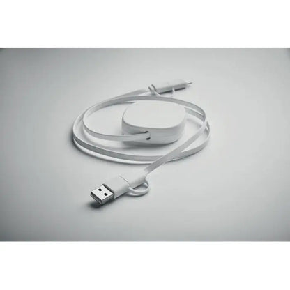 Cablu de incarcare retractabil de 60 w alb cu carcasă din plastic și conectori metalici pentru uz usb