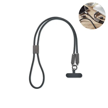 Cablu snur pentru suport telefon de 60w negru impletit cu inchizatoare mata gri si conectoare magnetice duble