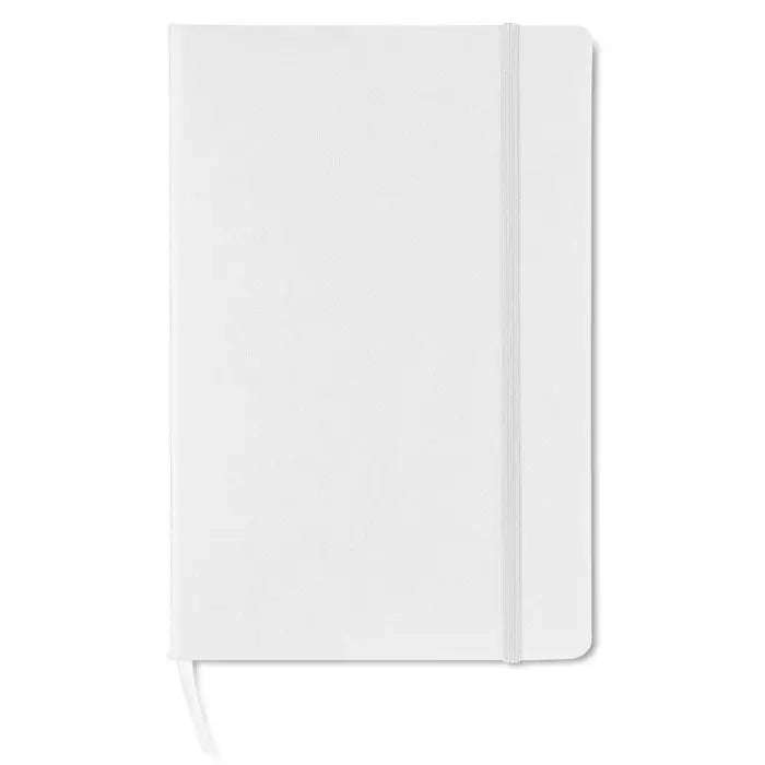 Caiet a5 96 coli patrate cu coperta hardcover alba texturata si inchidere elastica asortata