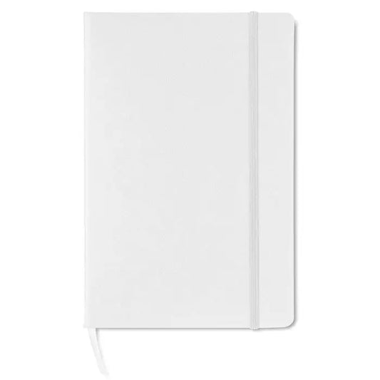 Caiet a5 96 coli patrate cu coperta hardcover alba texturata si inchidere elastica asortata
