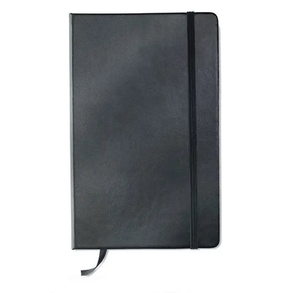 Notebook caiet a5 cu 96 coli randuite, coperta neagra din piele, inchidere elastica si marcator tip panglica