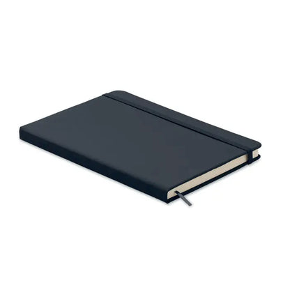 Caiet a5 96 coli randuite din piele neagra cu elastic de inchidere si semn de carte asortat