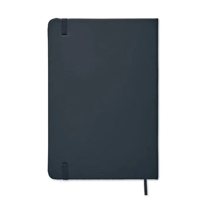 Caiet a5 96 coli randuite în albastru închis cu design minimalist și închidere elastică neagră