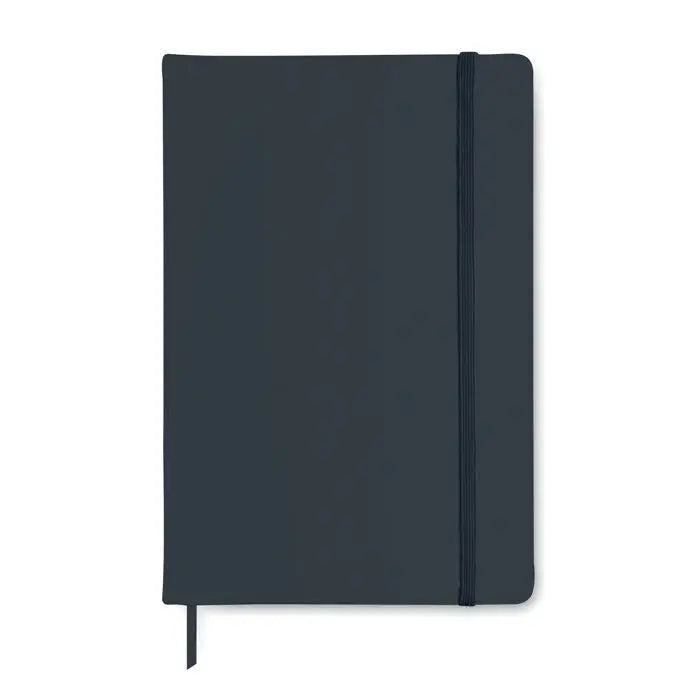 Caiet a5 96 coli randuite cu design minimalist gri inchis si inchidere elastica potrivit pentru notite elegante