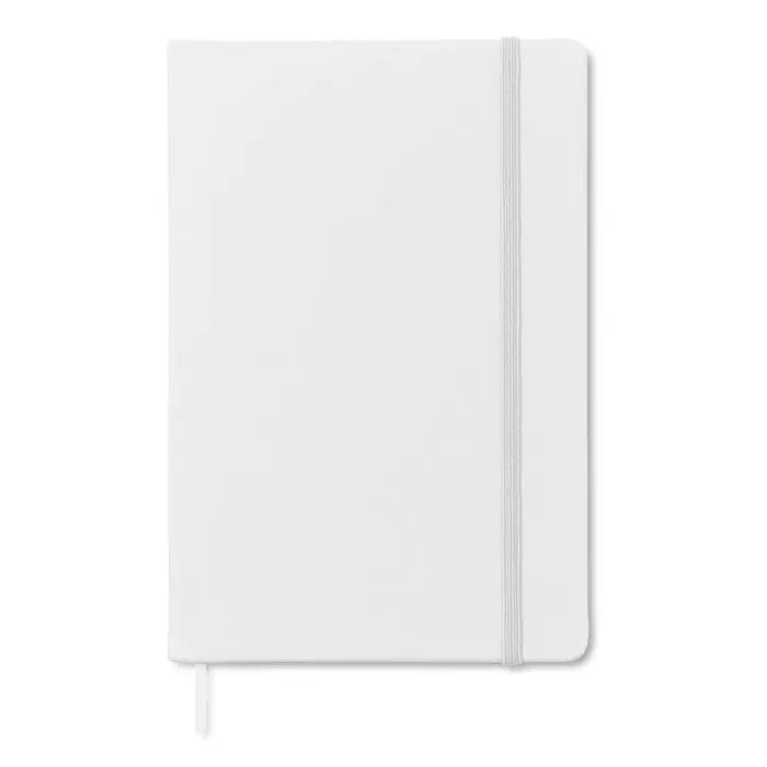 Caiet a5 96 coli randuite cu coperta hardcover alba texturata si inchidere cu banda elastica asortata