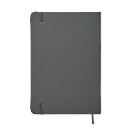 Caiet a5 96 coli randuite cu coperta mata gri si design minimalist cu benzi elastice subtile