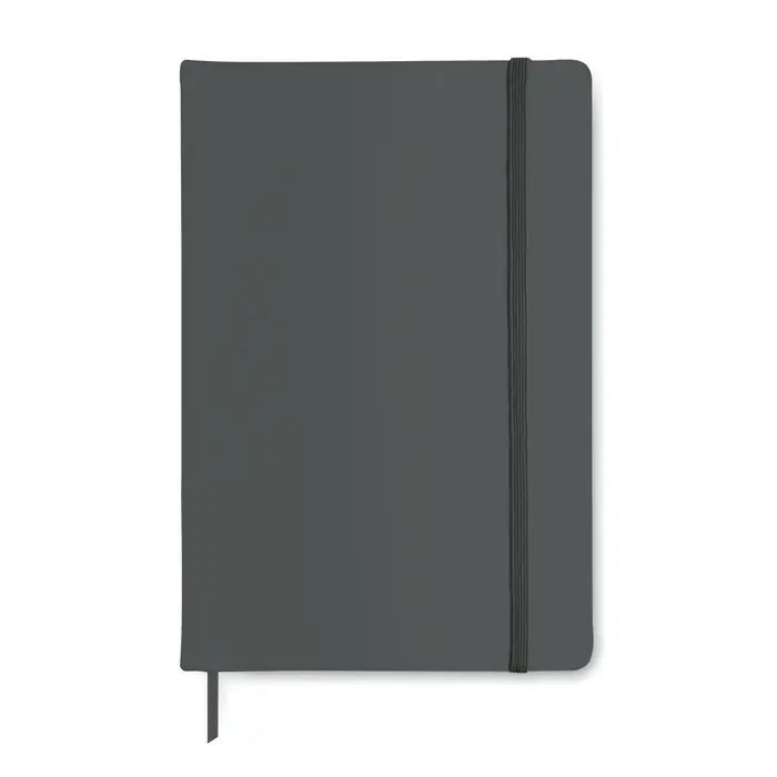 Caiet a5 96 coli randuite cu design minimalist, coperta gri închis și elastic negru pentru legare