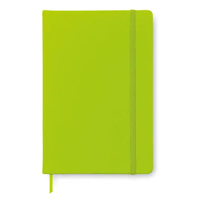 Caiet a5 96 coli rânduite verde lime vibrant cu copertă mată netedă și elastic de fixare asortat