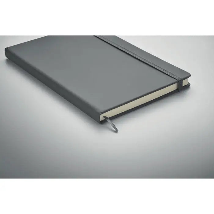 Caiet a5 96 coli cu coperta tare gri închis, design minimalist și închidere cu elastic
