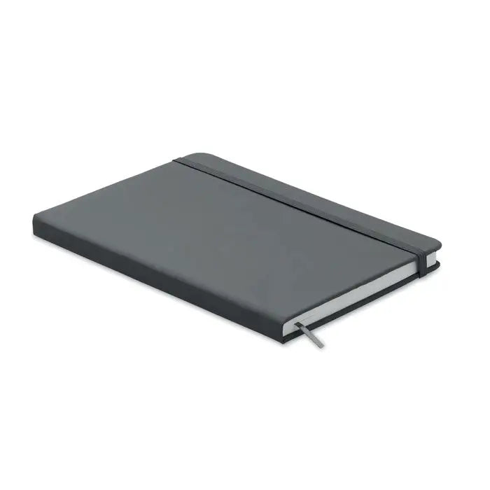 Caiet a5 96 coli cu copertă hardcover gri închis și design minimalist cu elastic pentru închidere