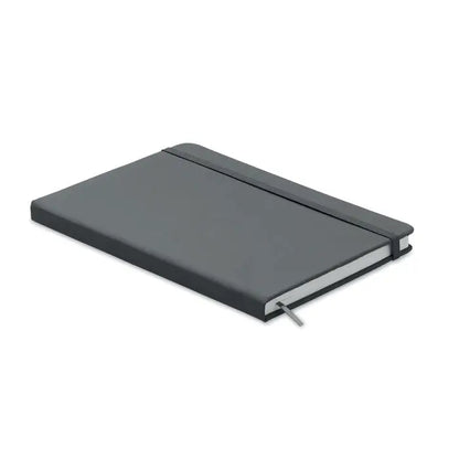 Caiet a5 96 coli cu copertă hardcover gri închis și design minimalist cu elastic pentru închidere