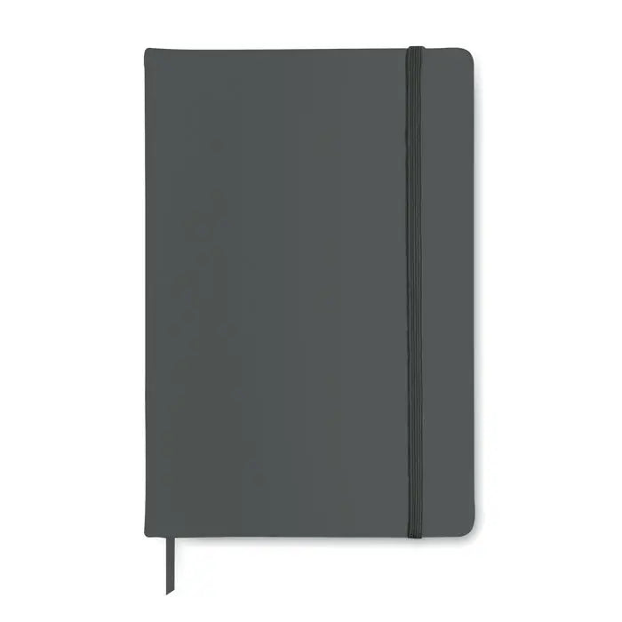 Caiet a5 96 coli hardcover gri închis cu elastic negru și semn de carte asortat