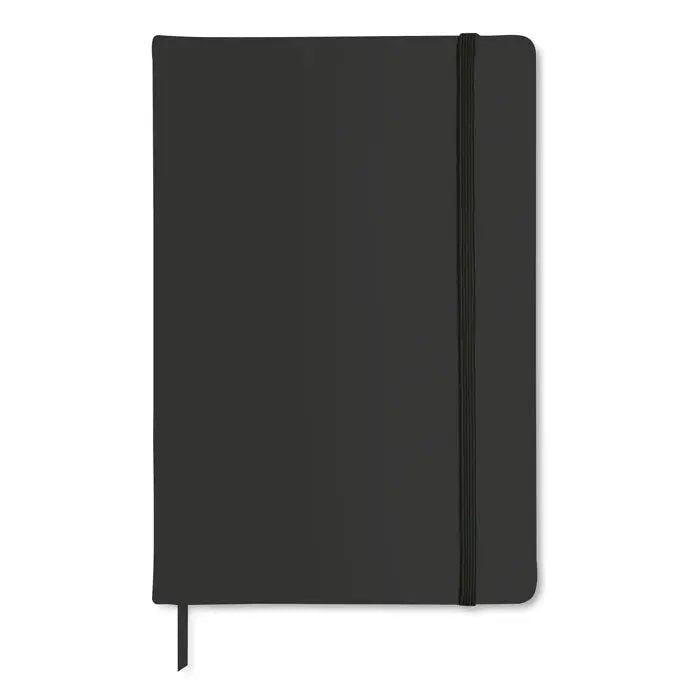 Caiet a5 96 coli simplu cu design negru minimalist si elastic de inchidere pentru notite practice