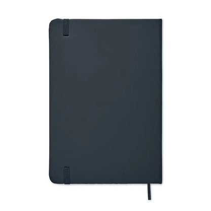 Caiet a5 96 coli simplu cu coperta neagră texturată, elastic pentru închidere și semn de carte asortat