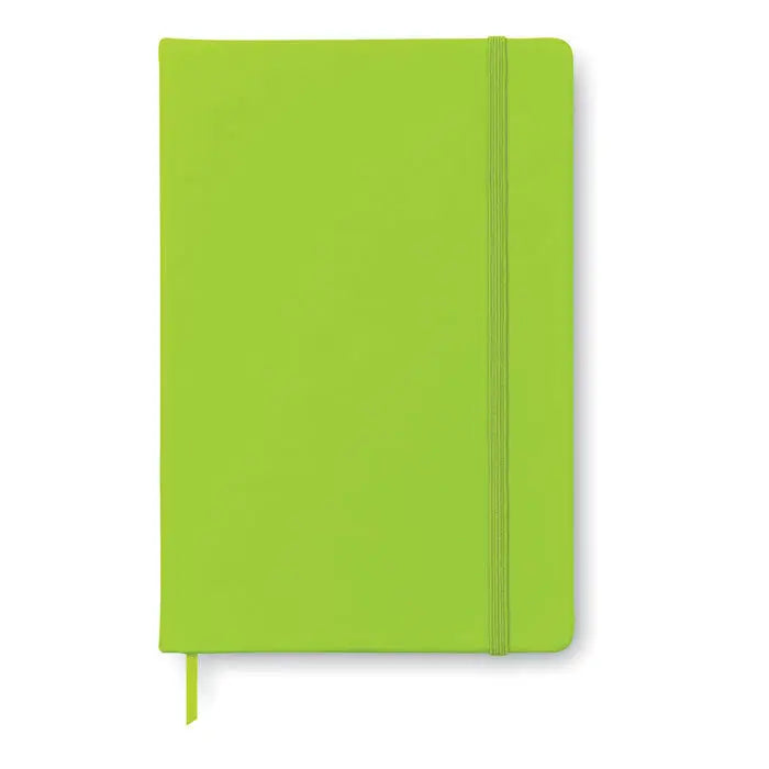Caiet a5 96 coli simple lime verde cu coperta soft touch cusatura verticala si semn de carte din panglica