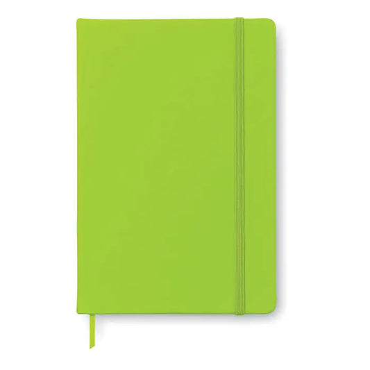 Caiet a5 96 coli simple lime verde cu coperta soft touch cusatura verticala si semn de carte din panglica