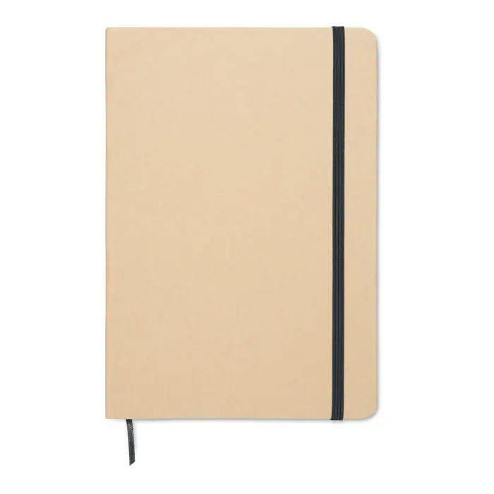 Caiet a5 bej cu elastic negru si semn de carte asortat pentru notite elegante si organizate