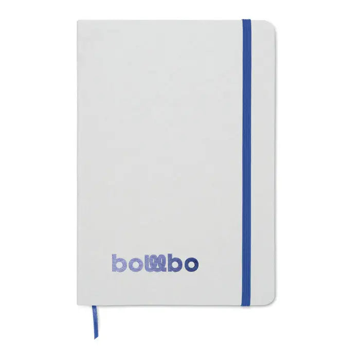 Caiet a5 alb cu elastic albastru si semn de carte asortat, ideal pentru notite si organizare zilnica