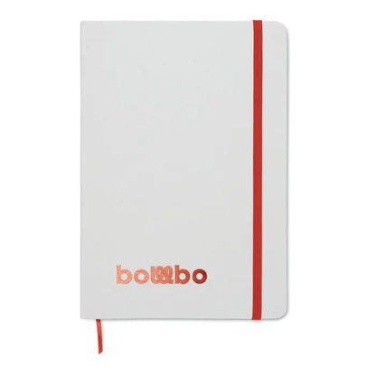 Caiet a5 alb cu elastic rosu si semn de carte asortat pentru notite si organizare eficienta
