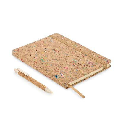Caiet a5 color pluta cu model confetti colorat si stilou asortat din pluta pentru notite creative