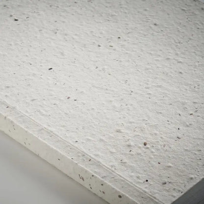 Caiet a5 cu coperta din hartie alba texturata cu seminte si mici pete subtile