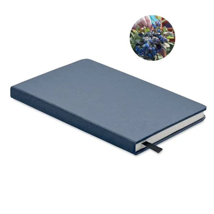 Caiet a5 cu pagini reciclate cu copertă hardcover texturată navy blue și marcaj panglică negru