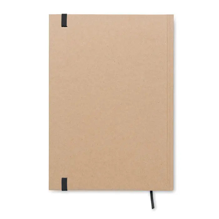Caiet a5 din hartie reciclată kraft maro minimalist cu elastic negru și semn de carte asortat