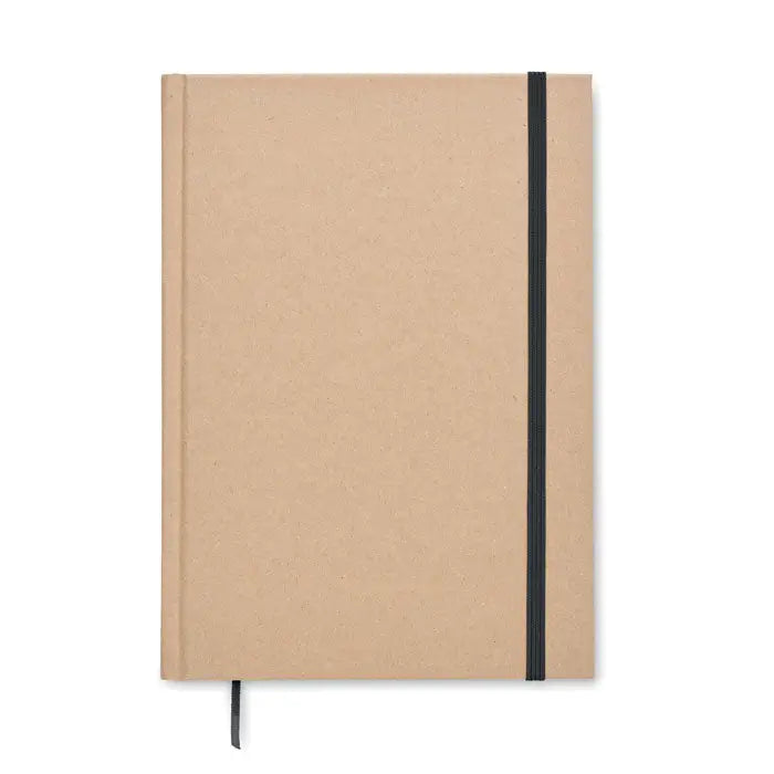 Caiet a5 minimalist din hartie kraft cu elastic negru si semn de carte, pagini reciclate