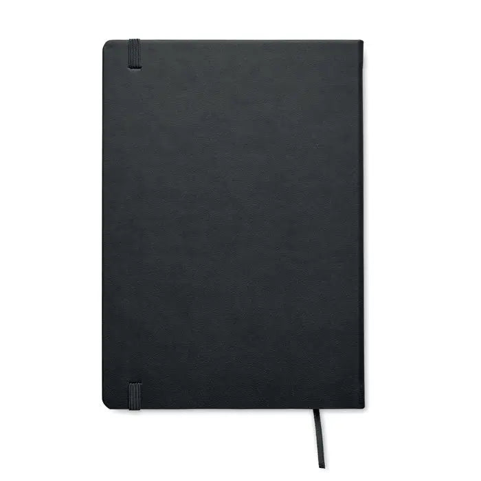 Caiet a5 negru cu copertă texturată și elastic, cu pagini reciclate pentru notițe eco-friendly