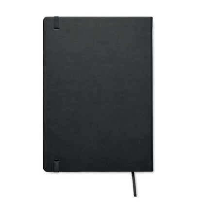 Caiet a5 negru cu copertă texturată și elastic, cu pagini reciclate pentru notițe eco-friendly
