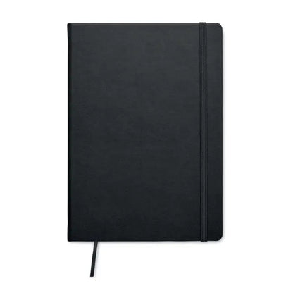 Caiet a5 negru texturat cu elastic si marcator din pagini reciclate pentru notite ecologice