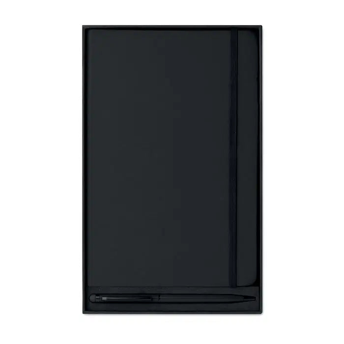 Caiet a5 cu stilou 72 cu linii negru cu penar minimalist elegant potrivit pentru scris si notite