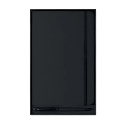 Caiet a5 cu stilou 72 cu linii negru cu penar minimalist elegant potrivit pentru scris si notite