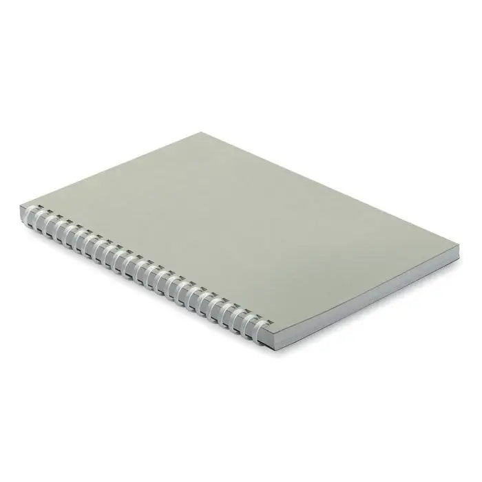 Caiet a5 din carton reciclat gri minimalist cu coperta mata si spirala uniforma la copertă