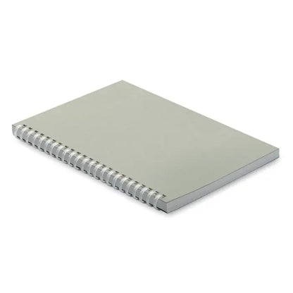 Caiet a5 din carton reciclat gri minimalist cu coperta mata si spirala uniforma la copertă