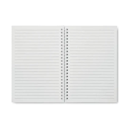 Caiet a5 din carton reciclat cu coperta alba si pagini dictando spiralat pentru notite si schite