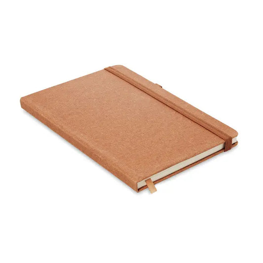 Caiet a5 din piele reciclata tan cu elastic si semn de carte din piele pentru notite elegante