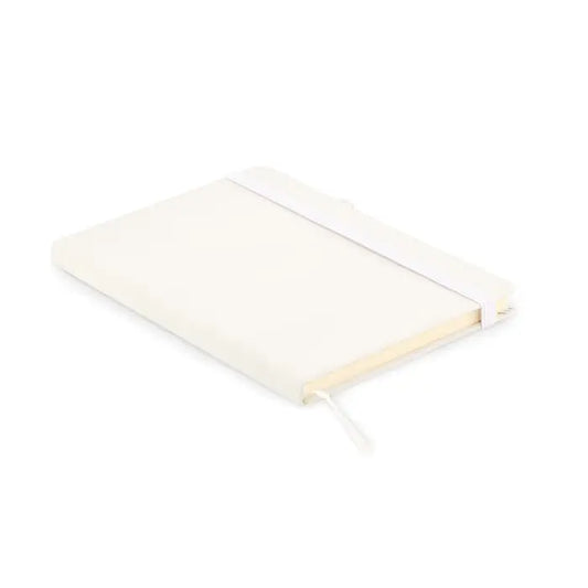 Caiet a5 crem din pu reciclat cu design minimalist si inchidere cu elastic