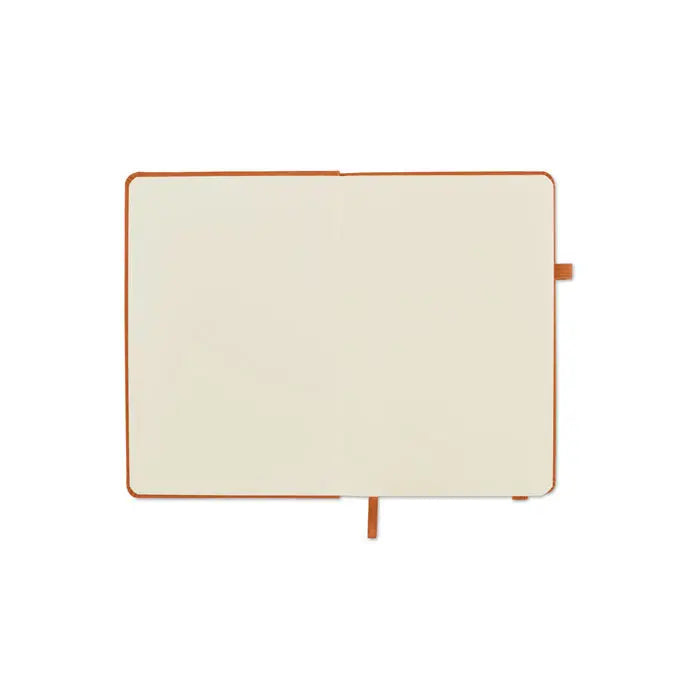 Caiet a5 din pu reciclat cu pagini crem deschise si coperta imitatie piele naturala culoare tan