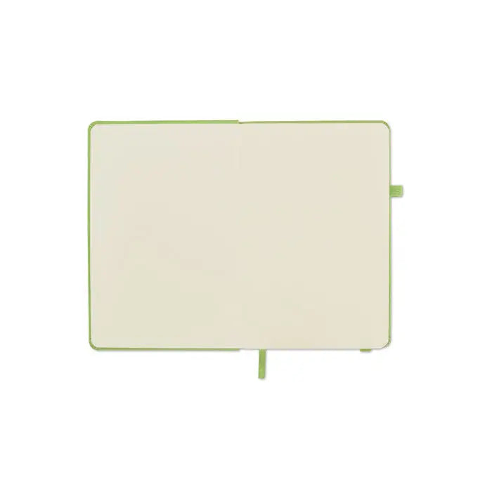 Caiet a5 din pu reciclat verde lime minimalist cu pagini crem si semne de carte asortate