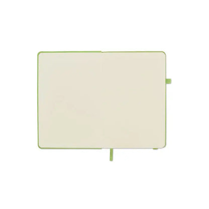 Caiet a5 din pu reciclat verde lime minimalist cu pagini crem si semne de carte asortate
