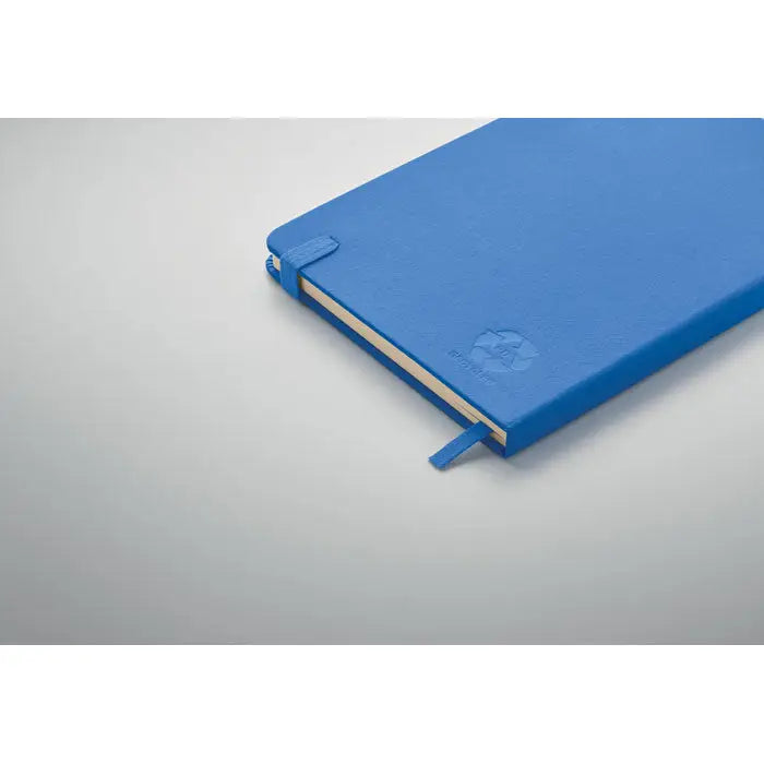 Caiet a5 din pu reciclat albastru cu textura, elastic si semn de carte asortate pentru notite elegante