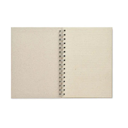 Beige caiet a5 iarba cu spirală, pagini reciclate texturate și design minimalist pentru notițe organizate